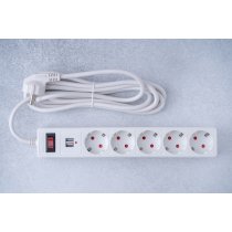 Удлинитель з USB 5 розеток 3 м, 3х1,5мм2 LOGAN SFWU5-3