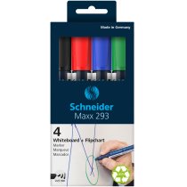 Набор 4 маркера для досок и флипчартов SCHNEIDER MAXX 293 в картонной упаковке