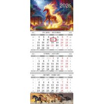 Календар квартальний настінний на 3 пружини 2026 (Рік Коня асорті)