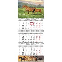 Календар квартальний настінний на 3 пружини 2026 (Рік Коня асорті)