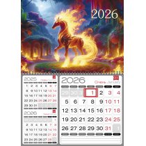 Календар квартальний настінний "3 в 1" на 1 пружину 2026 (Рік Коня асорті)