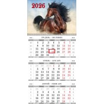 Календарь квартальный настенный економ на 1 пружину 2026 (Год Коня асорти)
