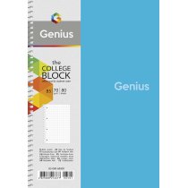 Коледж-блок, спiраль, В5/80арк., у клітинку, білий блок, 70г/м2, пластик, Genius