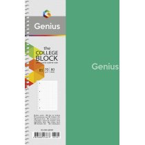 Коледж-блок, спiраль, В5/80арк., у клітинку, білий блок, 70г/м2, пластик, Genius