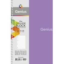 Коледж-блок, спiраль, В5/80арк., у клітинку, білий блок, 70г/м2, пластик, Genius