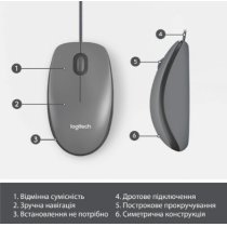 Миша комп'ютерна Logitech Mouse M100 Black (910-006652)