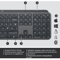 Клавиатура LOGITECH MX Master Keys for Business, US, Graphite (920-010251)