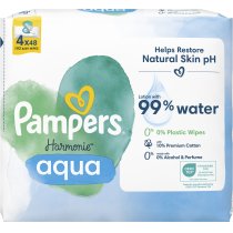 Дитячі вологі серветки Pampers Harmonie Aqua, 192 шт