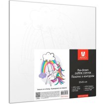 Полотно ґрунтоване з контуром, 20х20, „Єдиноріжка на гойдалці“, бавовна, дрібне зерно, на основі ХДФ