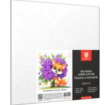 Полотно ґрунтоване з контуром, 20х20, „Лисичка з квітами“, бавовна, дрібне зерно, на основі ХДФ, Art