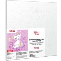 Полотно грунтованное с контуром, 20х20, "Милая киса", хлопок, мелкое зерно, на основе ХДФ, Arteo
