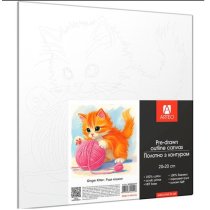 Полотно ґрунтоване з контуром, 20х20, „Руде кошеня“, бавовна, дрібне зерно, на основі ХДФ, Arteo