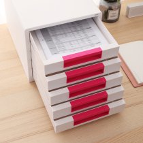 Настільний короб Deli з 5 шухлядами, колір білий/рожевий