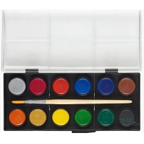 Краски акварельные Faber-Castell сухие 21 цв. + 2 кисти., d=30мм в пластик. поддоны