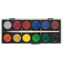 Краски акварельные Faber-Castell сухие с кисточкой, 12 цветов, D=30