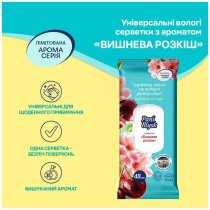 Серветки вологі господарчі Pani Blysk  універсальні з клапаном, вишнева розкіш, 48шт