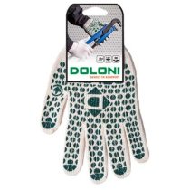 Рукавички 547 білі (долоня-син.,зел.крапка) щільн. 2 нитки 7 клас 10р. ХБ-70%/ПЕ30% DOLONI