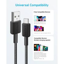 Кабель Anker 322 USB-A to USB-C - 1.8m Nylon Black