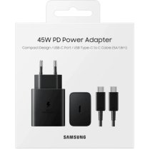 Мережевий зарядний пристрій Samsung 45W Compact Power Adapter (w C to C Cable) EP-T4511XBEGEU Black