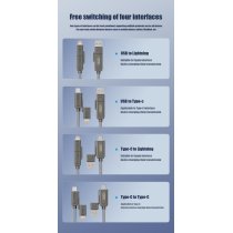 Кабель XO NB275 Zinc Alloy Silicone Type-C/USB-A to TYPE-C/Lightning - 4-in-1 - 60W - 1m Gray