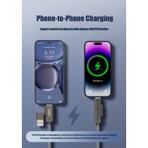 Кабель XO NB275 Zinc Alloy Silicone Type-C/USB-A to TYPE-C/Lightning - 4-in-1 - 60W - 1m Gray