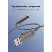 Кабель XO NB275 Zinc Alloy Silicone Type-C/USB-A to TYPE-C/Lightning - 4-in-1 - 60W - 1m Gray