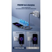 Кабель XO NB275 Zinc Alloy Silicone Type-C/USB-A to TYPE-C/Lightning - 4-in-1 - 60W - 1m Gray