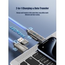 Кабель XO NB275 Zinc Alloy Silicone Type-C/USB-A to TYPE-C/Lightning - 4-in-1 - 60W - 1m Gray