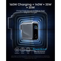 Мережевий зарядний пристрій Anker GaNPrime Charger 160W, 3xUSB-C PD3.1 w Display Silver