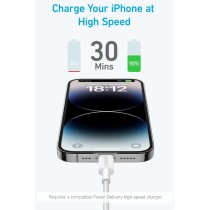 Кабель Anker 322 USB-C to Lightning - 0.9m Nylon White