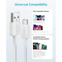 Кабель Anker 322 USB-A to USB-C - 0.9m Nylon White