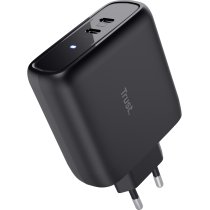 Зарядное устройство сетевое Trust Maxo 65Вт, 2xUSB-C PD, чорный