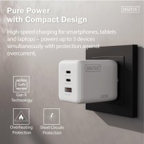 Зарядний пристрій DIGITUS GaN 2хUSB-C, 1хUSB-A, 100W