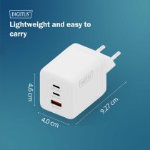 Зарядний пристрій DIGITUS GaN 2хUSB-C, 1хUSB-A, 100W