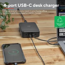 Зарядний пристрій мережевий Trust Maxo 240Вт,GaN, 4xUSB-C,PD, чорний
