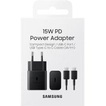 Мережевий зарядний пристрій Samsung 15W Power Adapter Type-C+Cable - Black (EP-T1510XBEGEU)