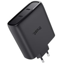 Зарядний пристрій мережевий Trust Maxo 100Вт, GaN, 2xUSB-C ,PD/PPS, чорний