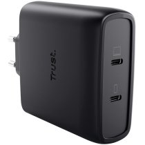 Зарядний пристрій мережевий Trust Maxo 100Вт, GaN, 2xUSB-C ,PD/PPS, чорний