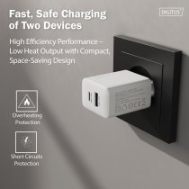 Зарядний пристрій DIGITUS GaN 1хUSB-C, 1хUSB-A, 30W
