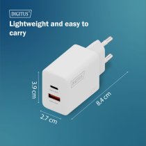 Зарядний пристрій DIGITUS GaN 1хUSB-C, 1хUSB-A, 30W