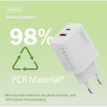Зарядний пристрій DIGITUS 1хUSB-C, 1хUSB-A, 20W
