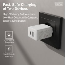 Зарядний пристрій DIGITUS 1хUSB-C, 1хUSB-A, 20W