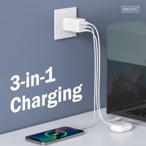 Зарядний пристрій DIGITUS GaN 2хUSB-C, 1хUSB-A, 67W