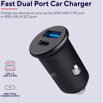 Автомобильное зарядное устройство Trust 38Вт USB-A/USB-C PD, QC, черный