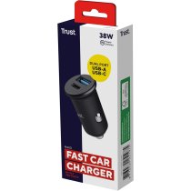 Автомобильное зарядное устройство Trust 38Вт USB-A/USB-C PD, QC, черный